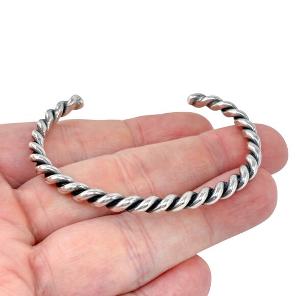 Southwest Twisted Wire Cuff Bracelet | Vintage Sterling Silver 925 | 6.5" - Picture 1 of 10
